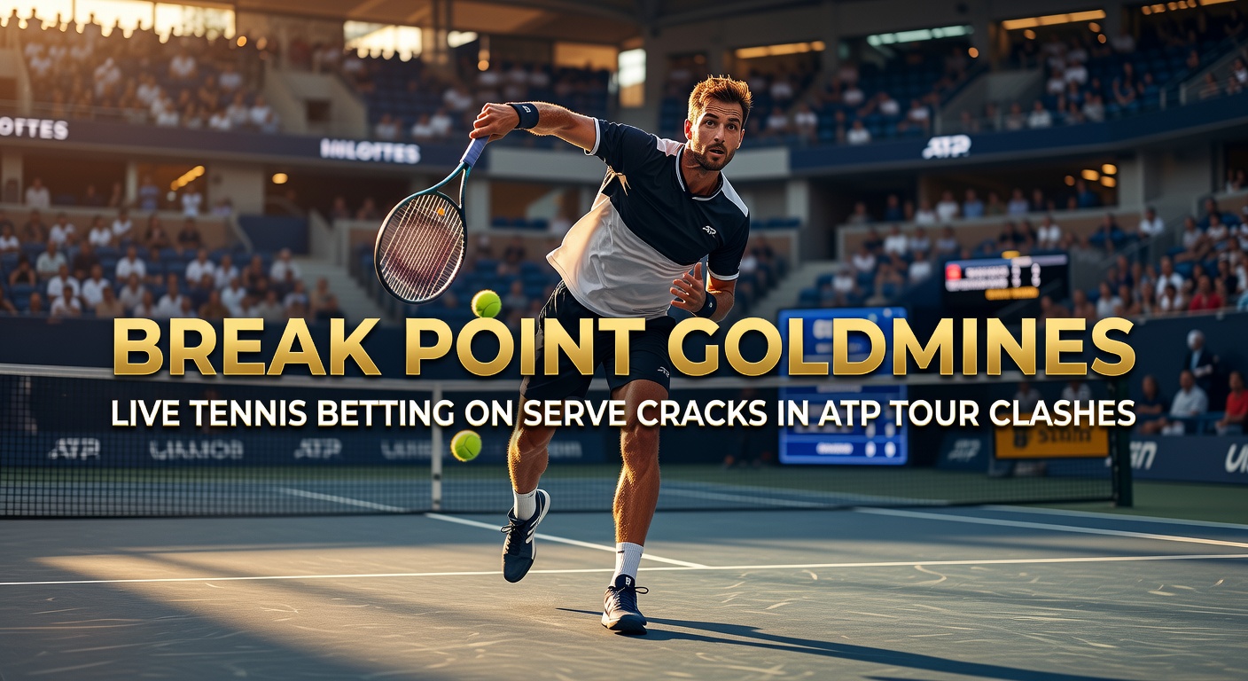 Spannend moment bij een break point tijdens een ATP Tour wedstrijd, met spelers in volle concentratie