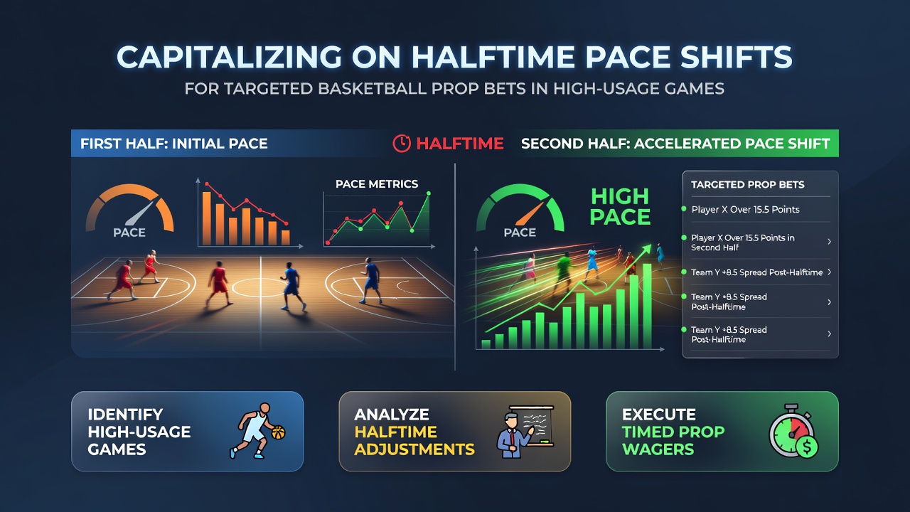 Targeted prop bet analysis using halftime pace metrics in NBA high-usage scenarios