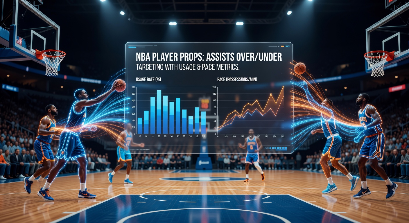 Grafiek met NBA-speler assists en usage rate trends over meerdere seizoenen
