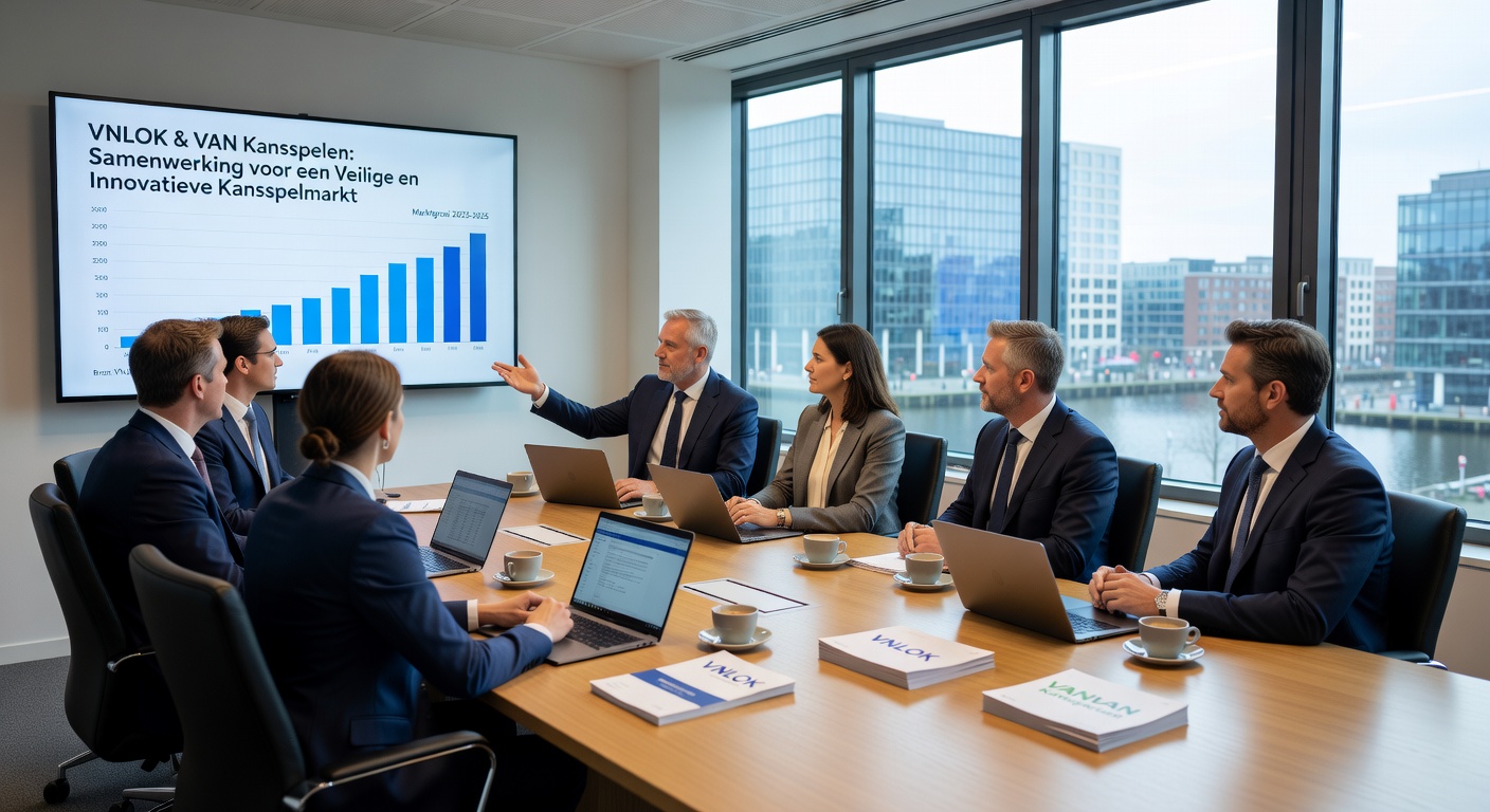 Afbeelding van een casino-interieur met focus op Nederlandse vlag en belastingdocumenten, symboliserend de discussie rond gokfiscaliteit