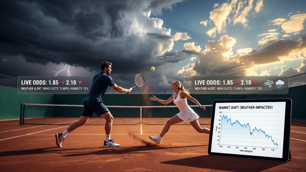 Live odds aanpassing tijdens winderige tennisomstandigheden